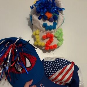 3 kids Colorful Pom-Pom and Themed Caps age 3 to 7 yrs